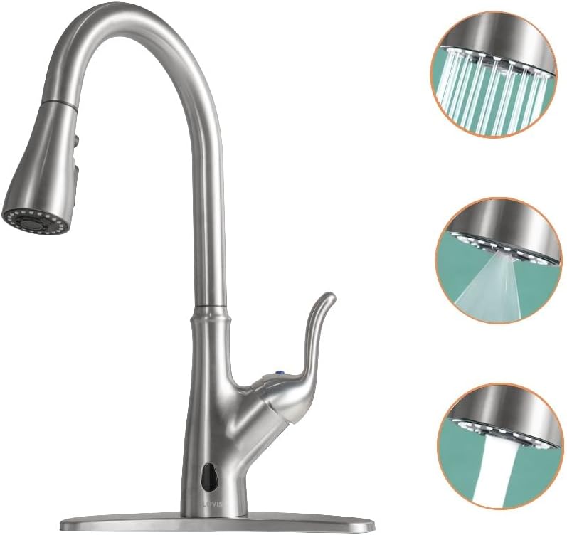 Brushed Nickel Kitchen Faucet with Pull Down Sprayer, Single Handle High Arc Stainless Steel Sink Faucet N4653