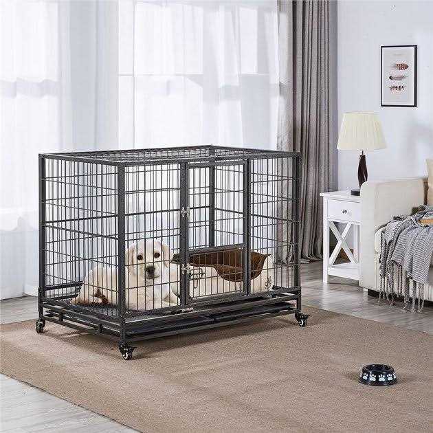 Dog Crate with Wheels and Litter Pans Q628