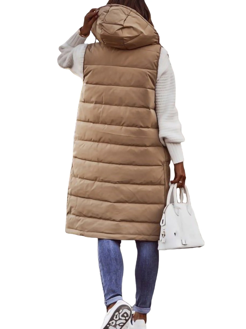 Women's Hooded Down Vest Sleeveless Puffer Jacket with Pockets N8294