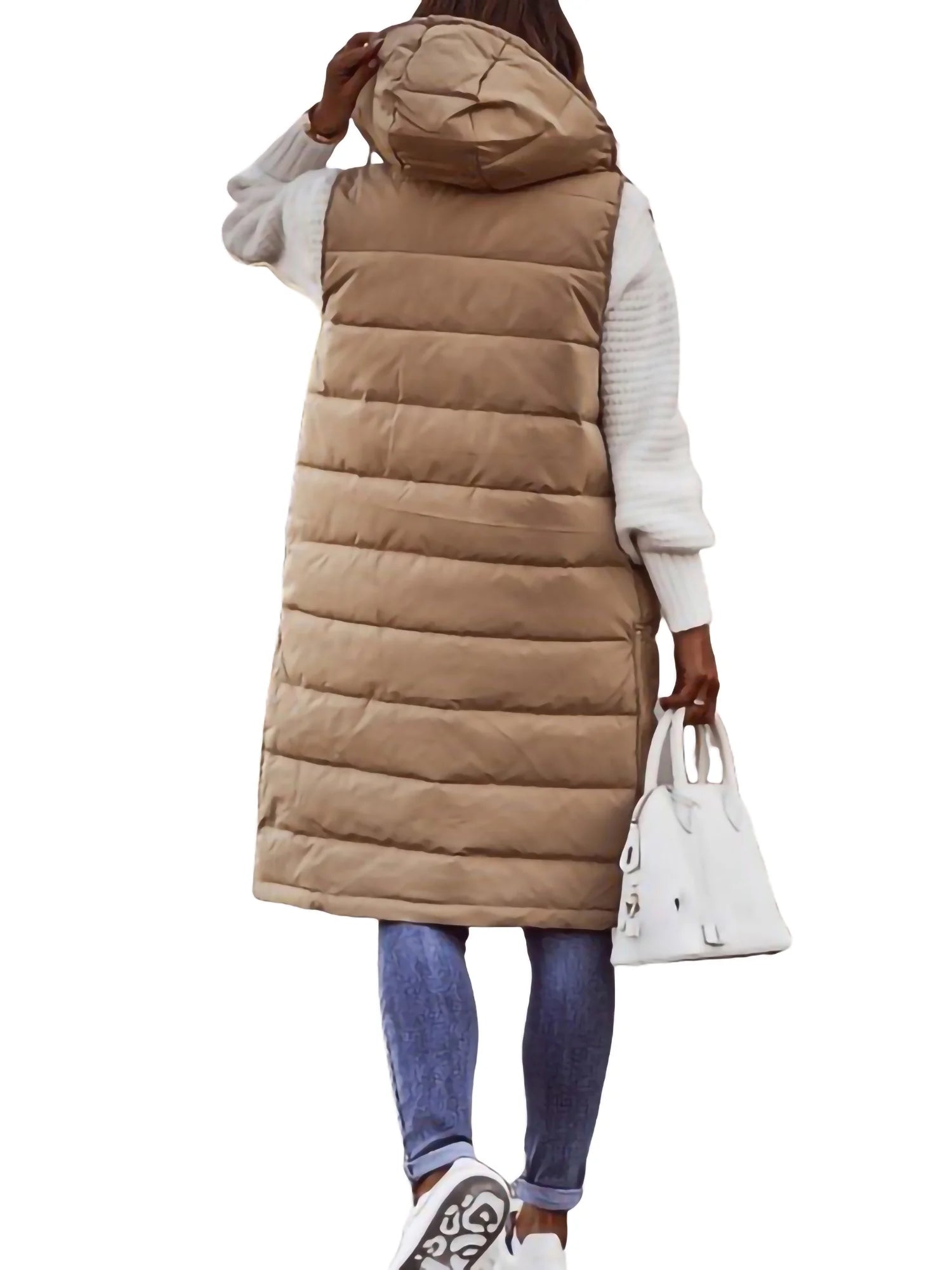 Women's Hooded Down Vest Sleeveless Puffer Jacket with Pockets N8294