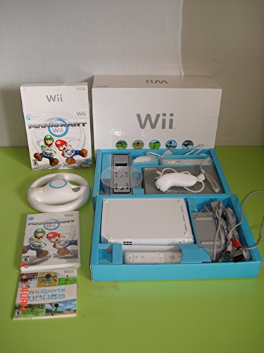 White Wii Console with Mario Kart Wii Bundle F115
