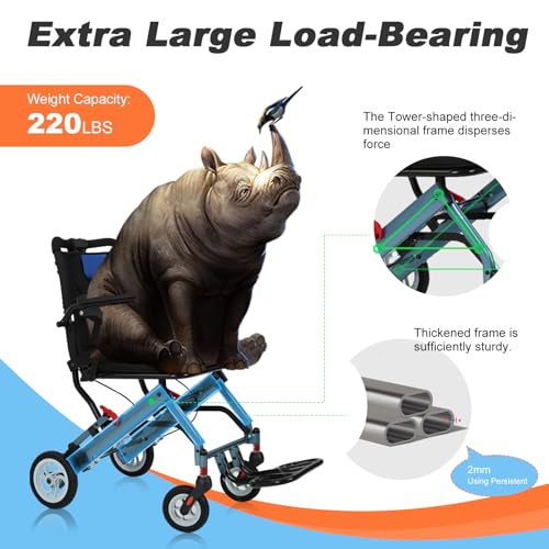 Ultra Light Transport Wheelchair with 8IN Honeycomb Tires R498620