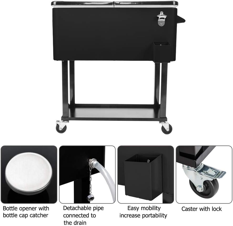80 Quart Rolling Ice Chest with Shelf V886774