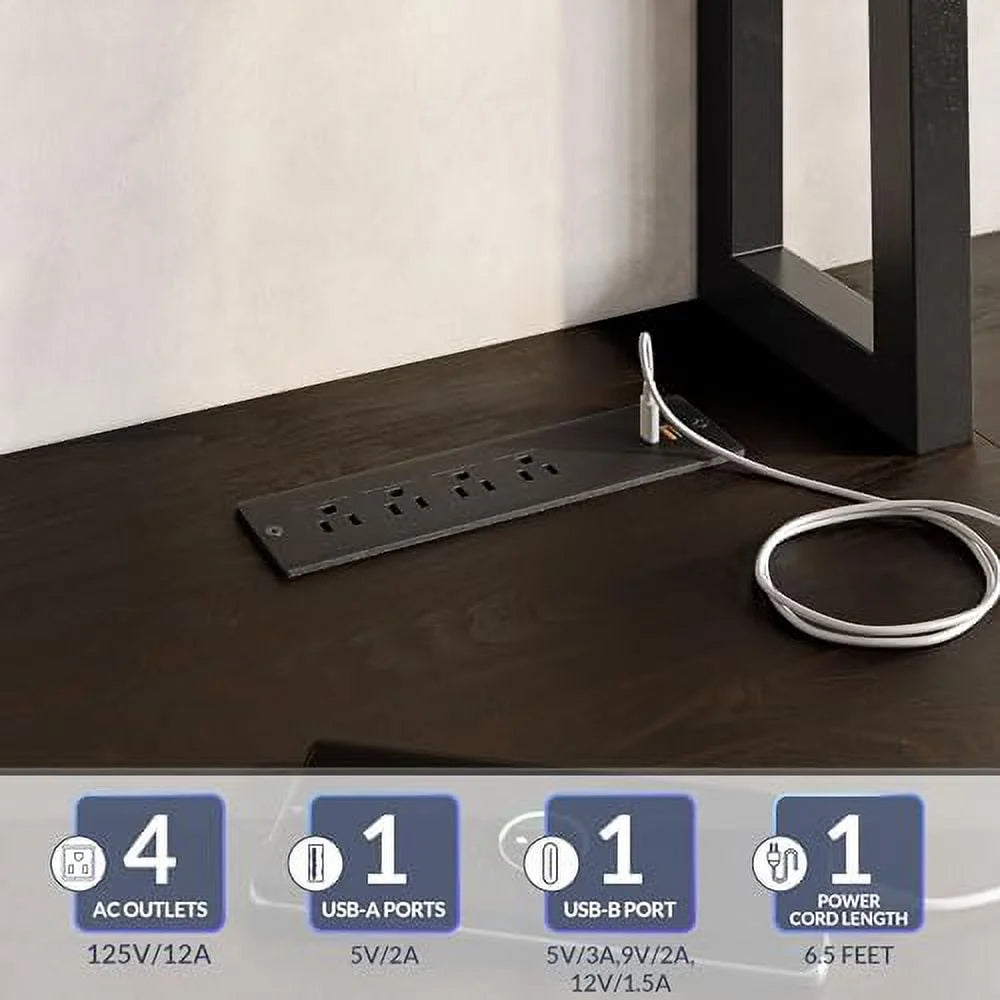 Computer Desk with Monitor Stand and File Cabinet, 104" Long L-Shaped Desk with RGB LED Lights and USB AC Outlet X727408