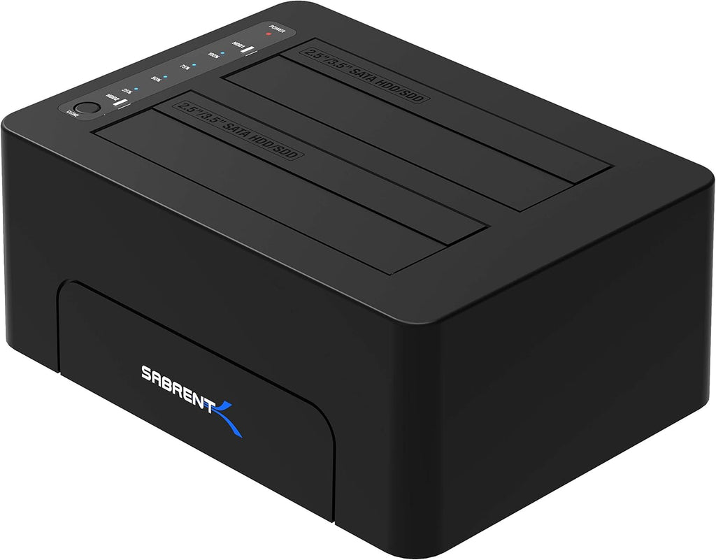 USB 3.0 to SATA Dual Bay External Hard Drive Docking Station for 2.5 or 3.5in HDD SSD with Hard Drive Duplicator Cloner Function 10TB Support Pack of 2 V697