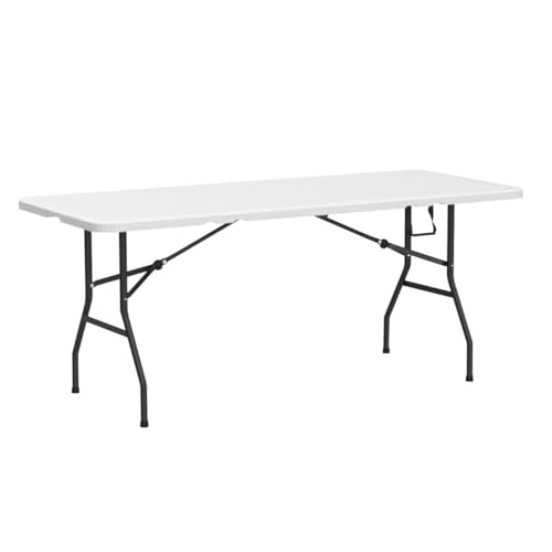 White 6 Foot Heavy Duty Plastic Folding Table U72788