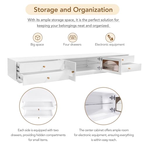 Black TV Stand with Open Storage Shelf and Drawers X5043