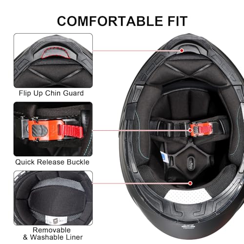 Modular Motorcycle Helmet Flip Up Full Face Dual Visor C84547