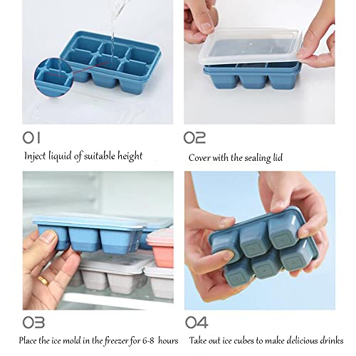 3 Pack Mini Ice Cube Trays with Lid Silicone E899203