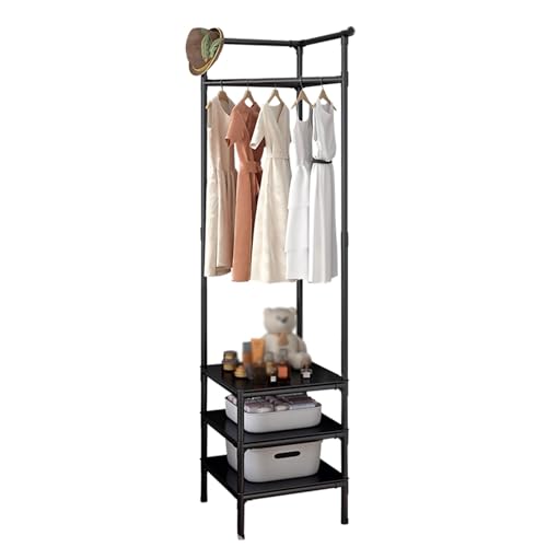 Gray 3-tiers Corner Coat Rack with Storage N958