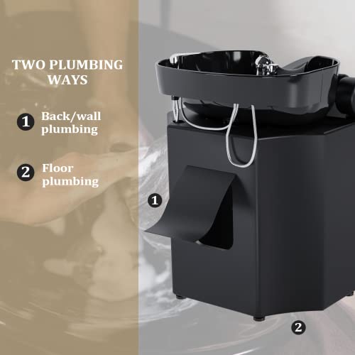 Shampoo Backwash Unit with Large Porcelain Bowl Salon Sink Hair Wash Chair Shampoo Station U698501