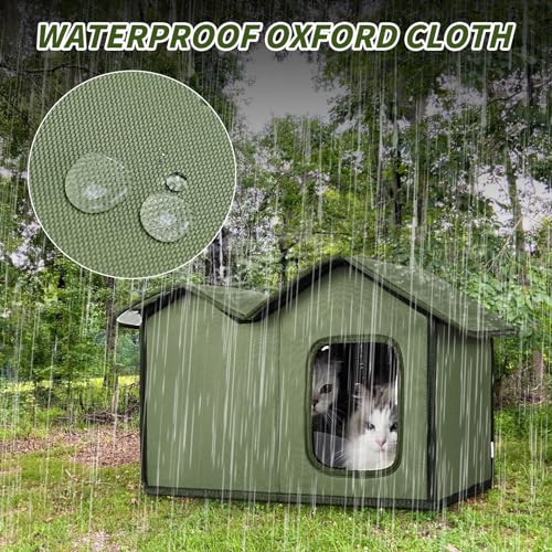 Outdoor Cat House Waterproof Insulated Shelter with Removable Washable Cover N155281