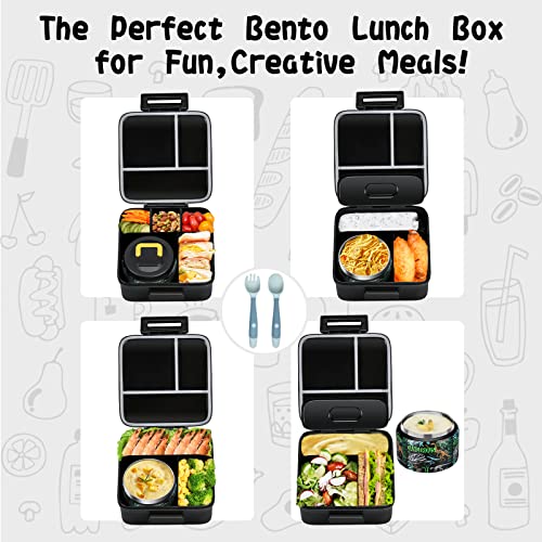 Bento Lunch Box with 8oz Soup Thermo, 5 Compartment, Thermo Food Jar and Lunch Bag W42694