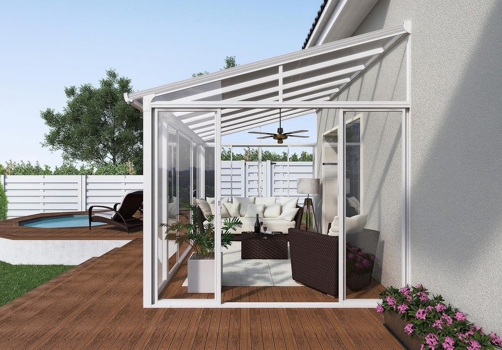 White 10x14 Enclosed Patio Cover Polycarbonate Shelter M109