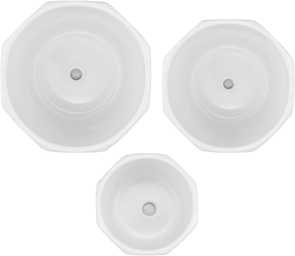 Set of 3 White Ceramic Plant Pots with Saucer R63547