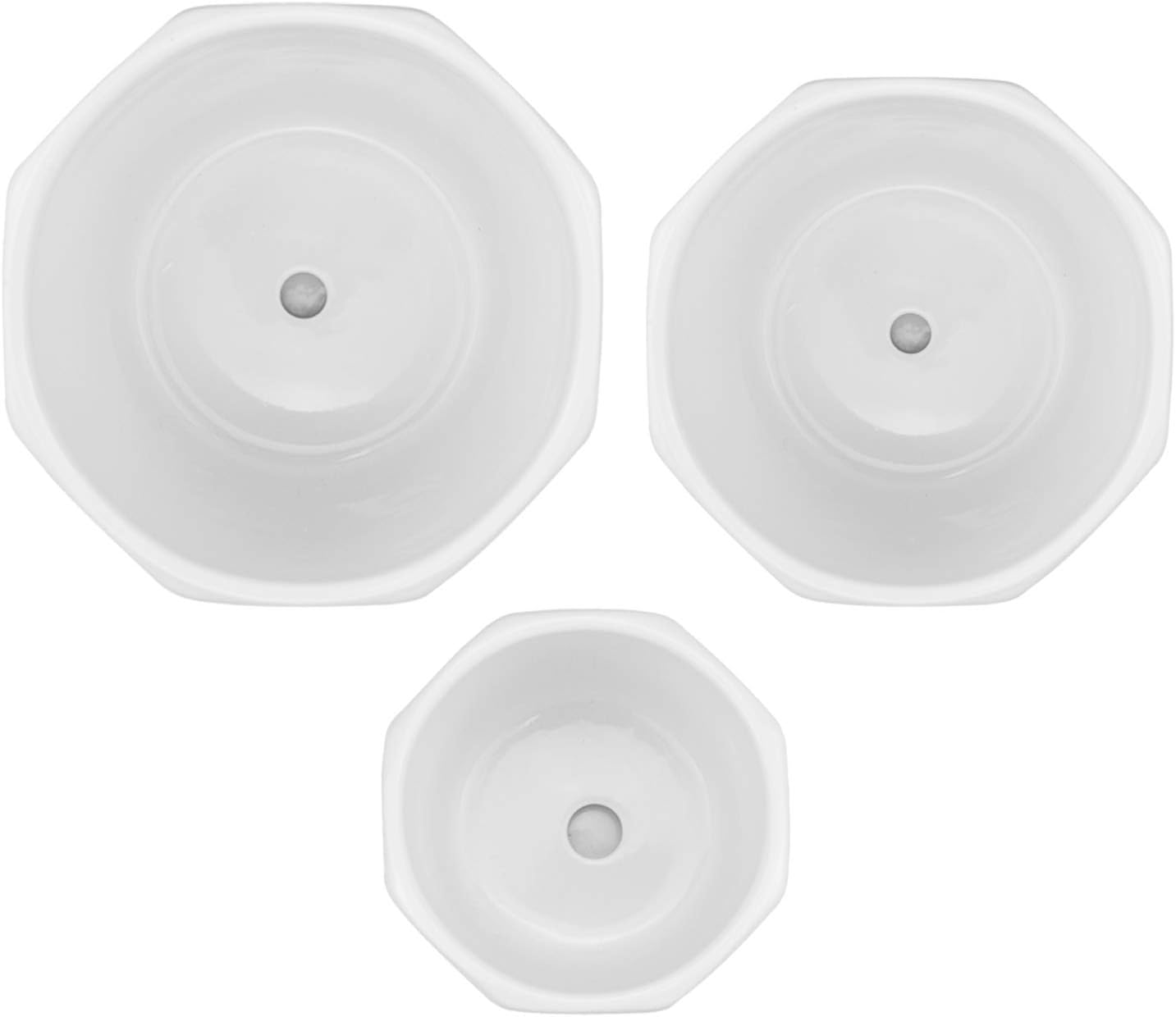 Set of 3 White Ceramic Plant Pots with Saucer R63547