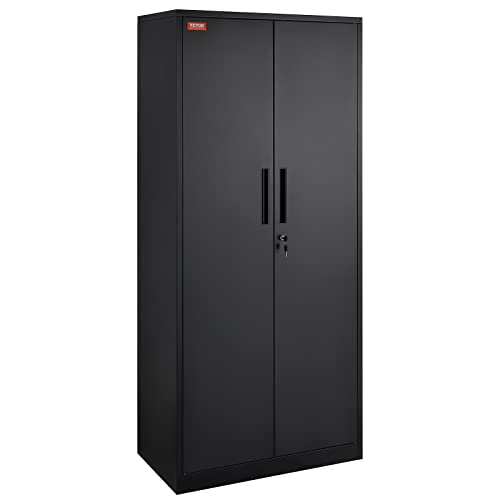 Black Metal Storage Cabinet with 2 Doors and 4 Adjustable Shelves V126
