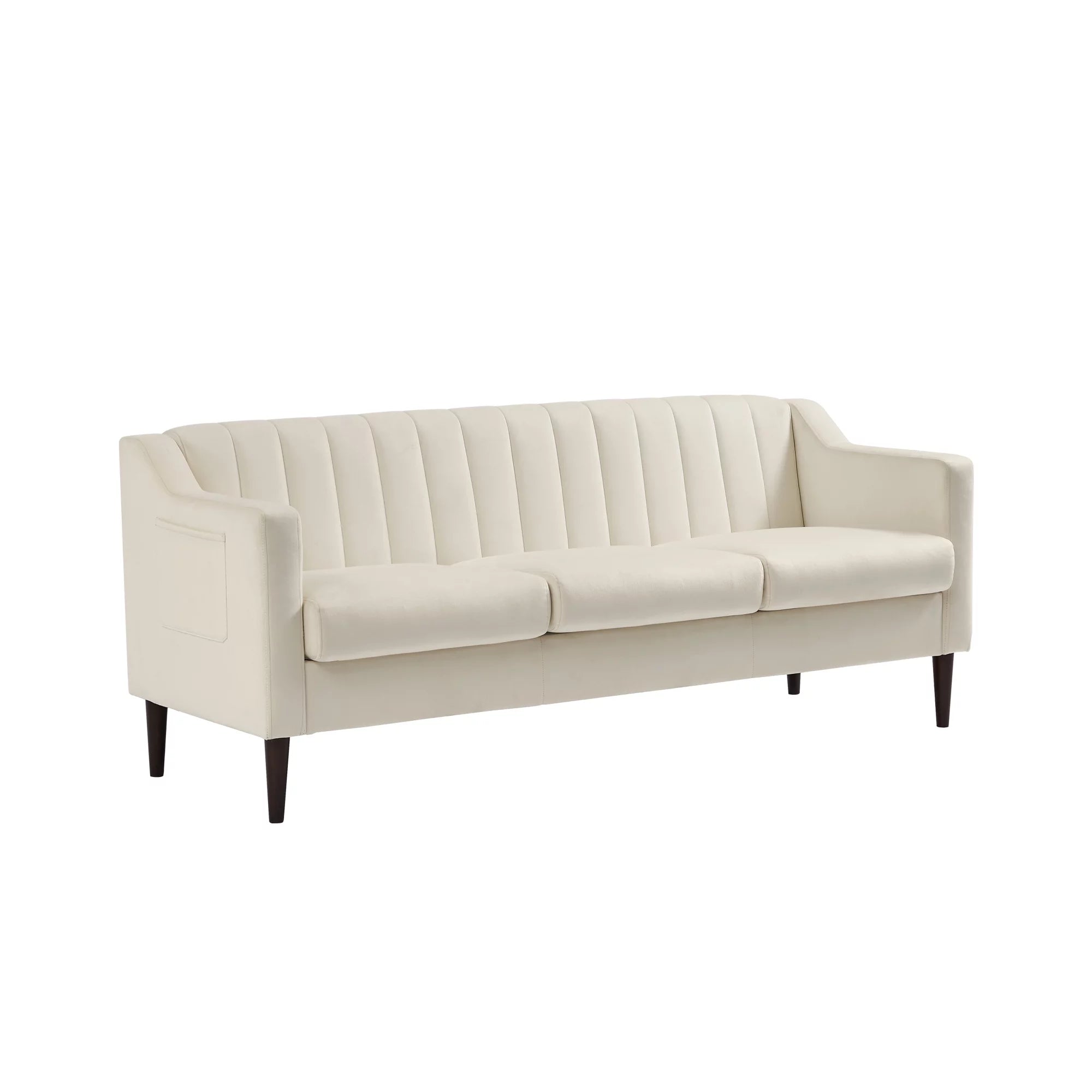 3 Seats Velvet Upholstered Sofa with Wooden Frame and Wood Legs D950