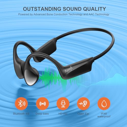 Bone Conduction Headphones with HD Mic, 12hrs Playtime, IPX6 Waterproof I905