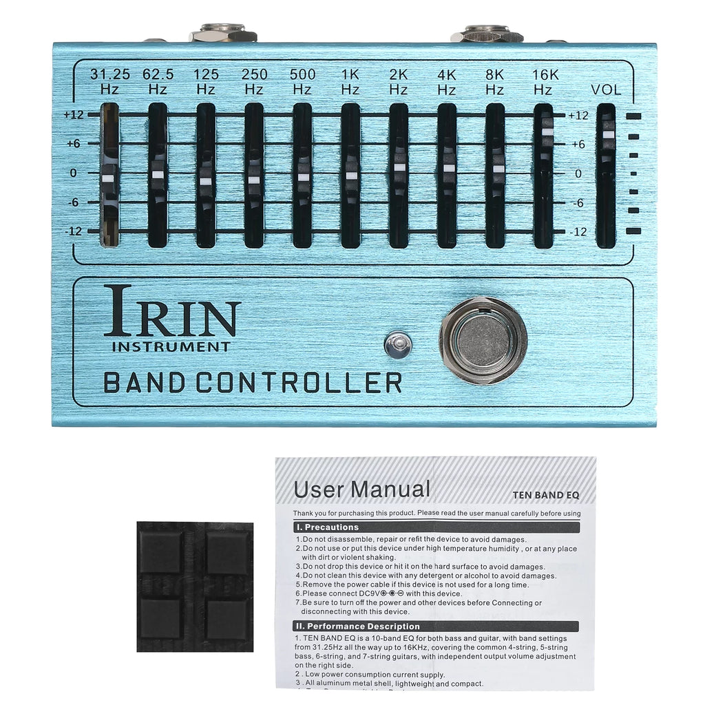 10 Band EQ Guitar Effect Pedal with True Bypass, Aluminum Alloy Body Z8881