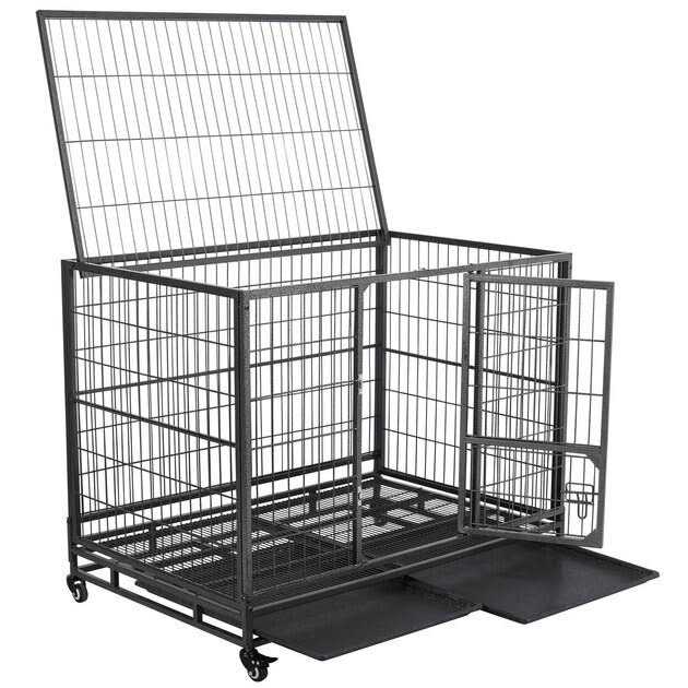 Dog Crate with Wheels and Litter Pans Q628