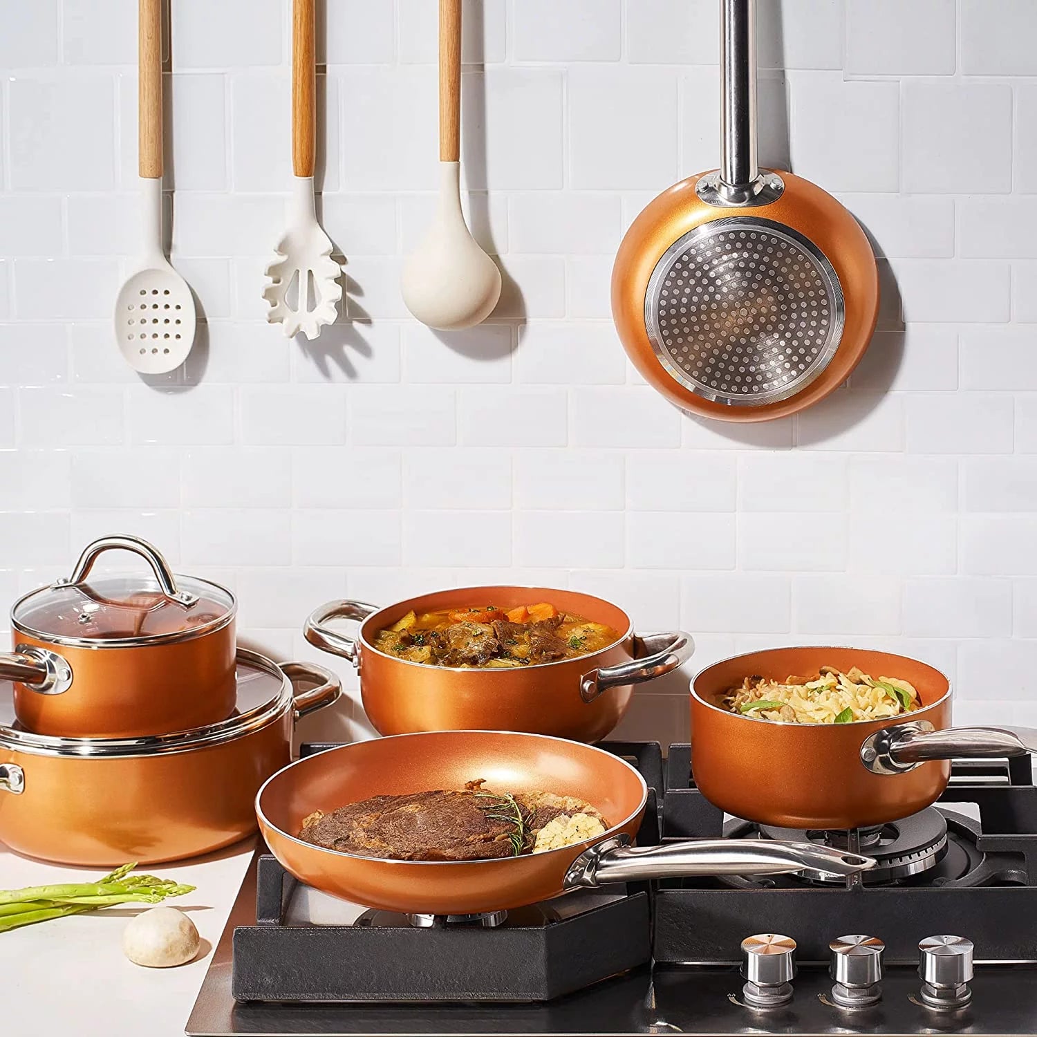 10 Piece Nonstick Ceramic Cookware Set with Stainless Steel Handles A812666