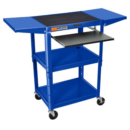 Adjustable Height Drop Leaf AV Cart Royal Blue W1272