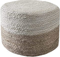 Natural Hand Braided Round Jute Pouf Ottoman A8559