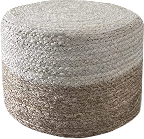 Natural Hand Braided Round Jute Pouf Ottoman A8559