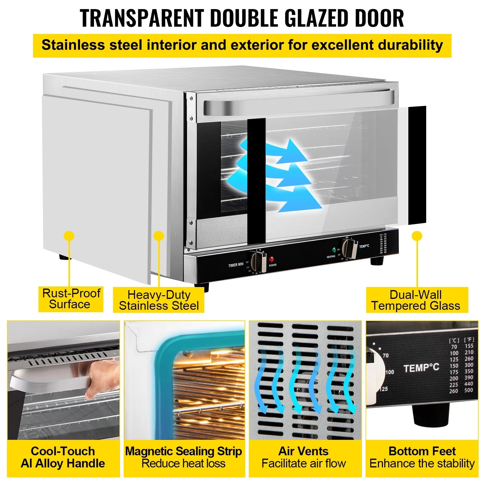 Commercial Convection Oven, 66L, 1800W, 4-Tier N262581