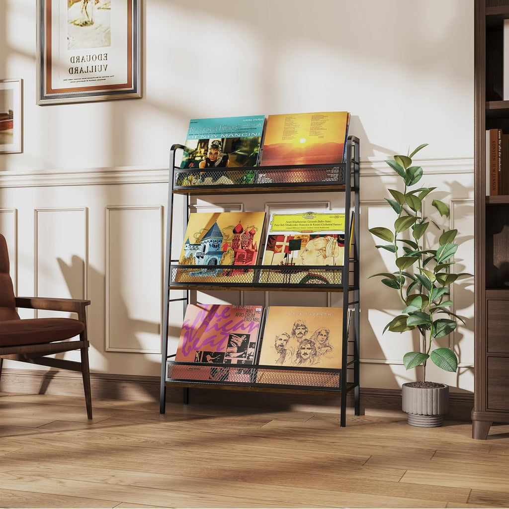 3 Tiers Solid Metal LP Record Storage Rack M932635