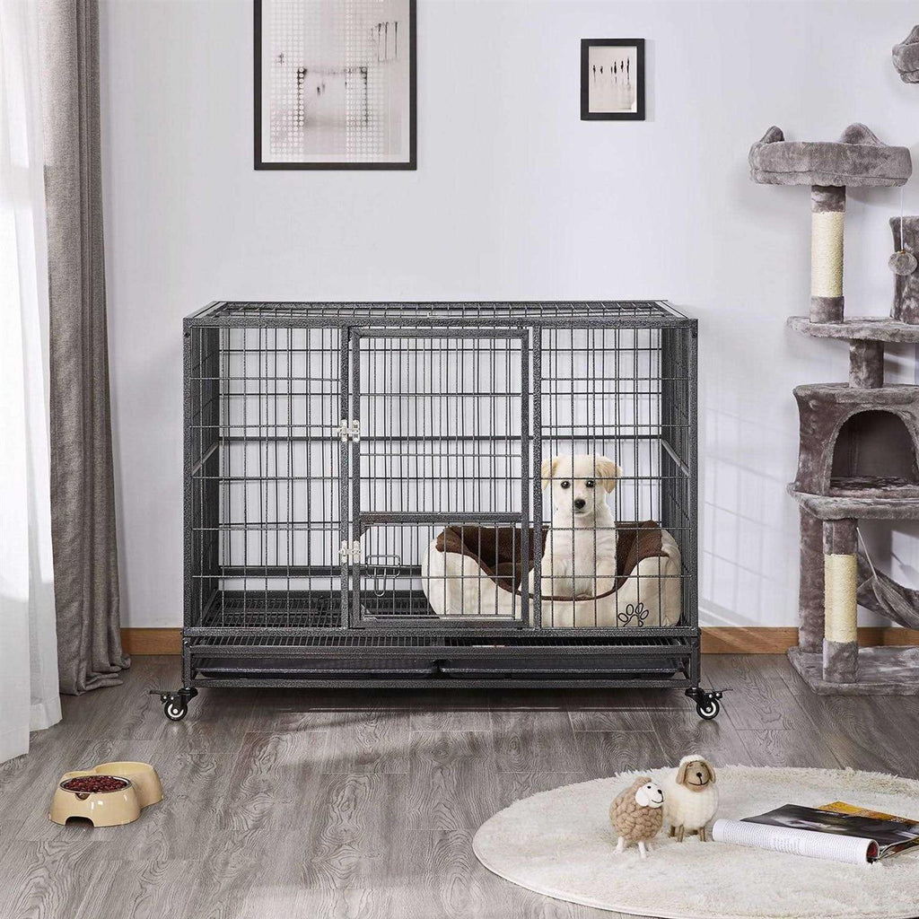 Dog Crate with Wheels and Litter Pans Q628