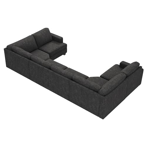 Oversized Modular Sectional Sofa, 135.6 inch, Dark Grey V955