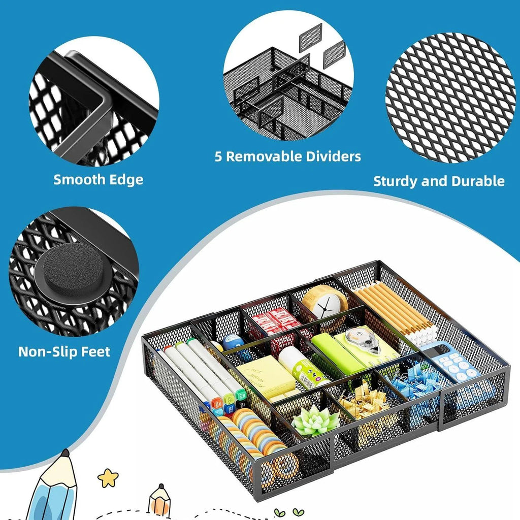 Mesh Drawer Organizer with 10 Adjustable Compartments P700660