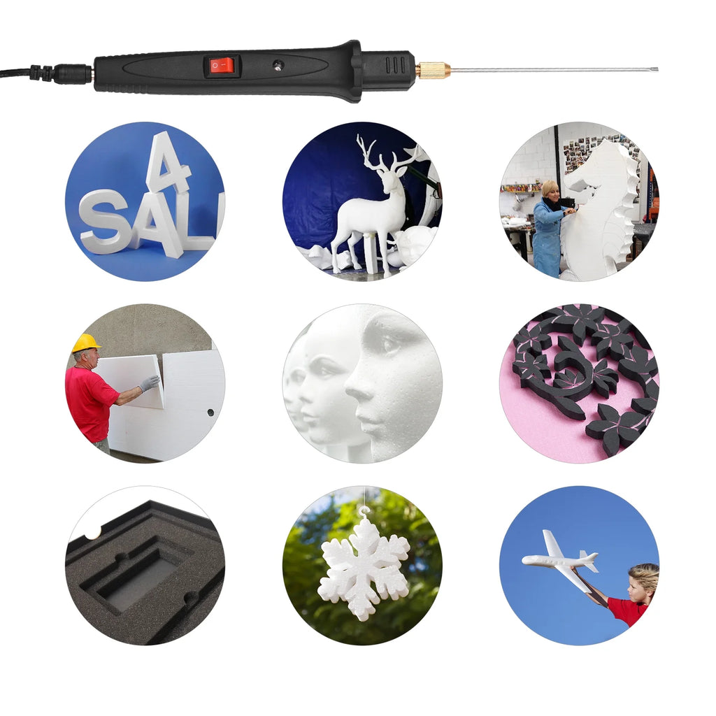 Handheld Electric Foam Cutter Kit With 5 Straight Tips & 1 Arch Adjustable Temperature I4089