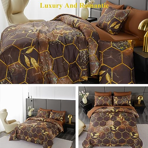 Geometric Black Queen Comforter Set 7 Pieces H169