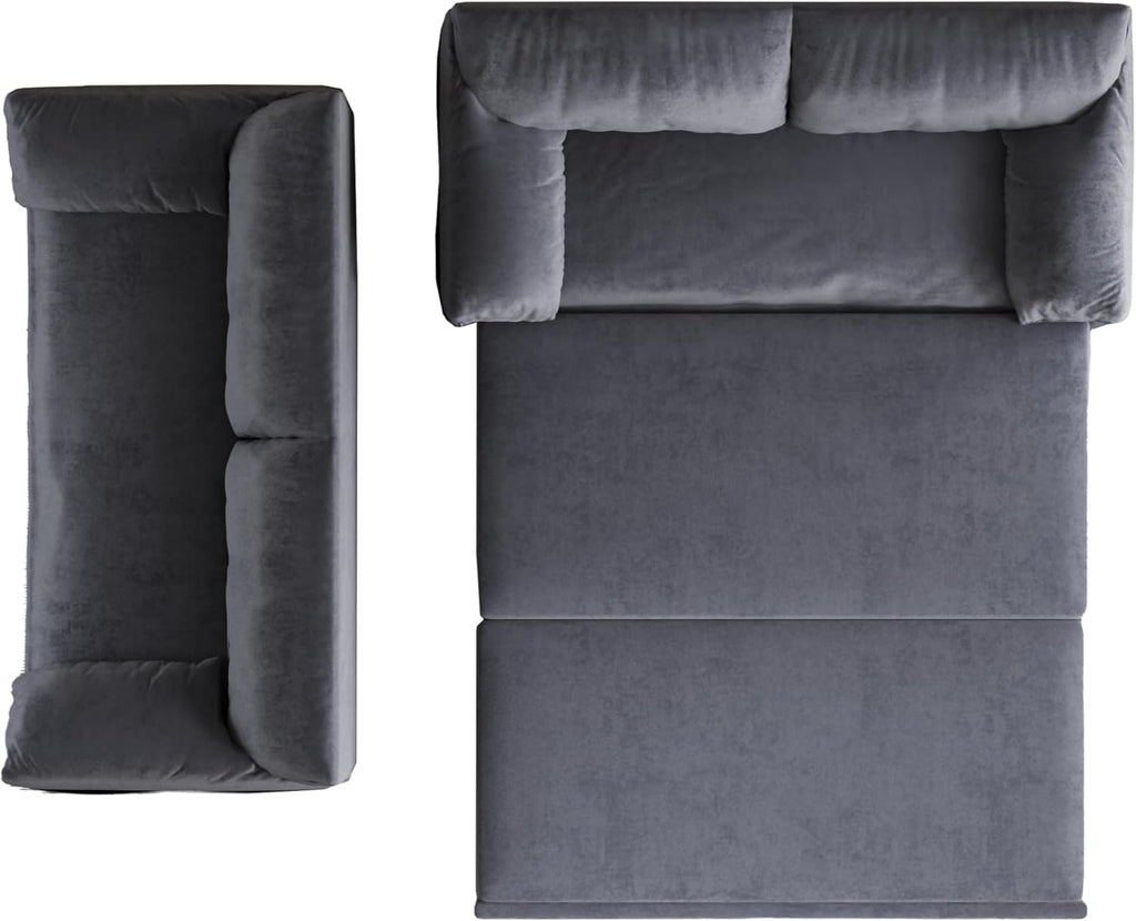 63.8" Queen Pull Out Velvet Sofa Bed with 2 Pillows C2137
