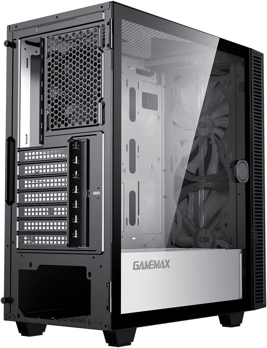 Black Mid-Tower ATX ARGB PC Gaming Case with Tempered Glass Side Panel U8869