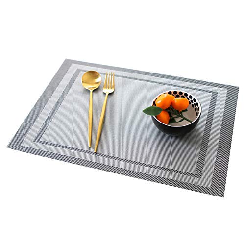Set of 4 Grey Woven Vinyl Placemats C251992