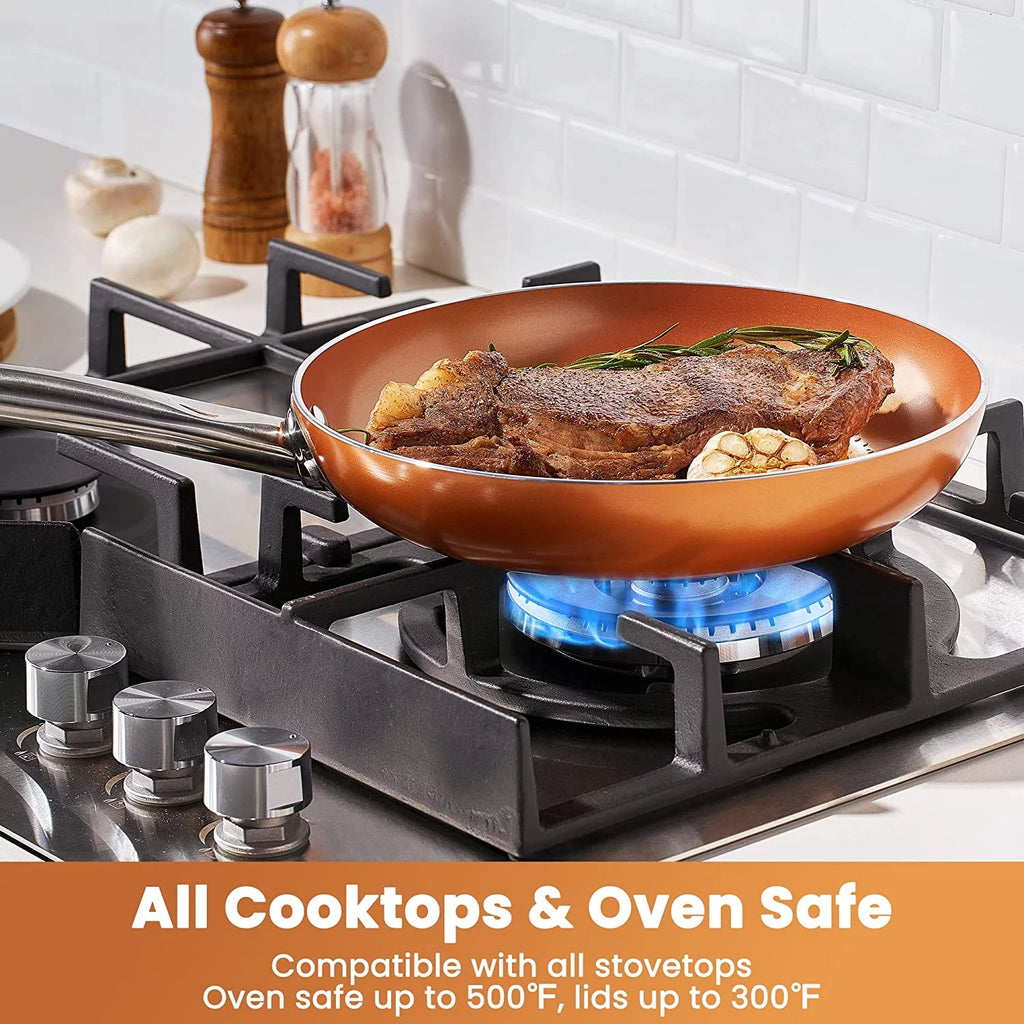 10 Piece Nonstick Ceramic Cookware Set with Stainless Steel Handles A812666
