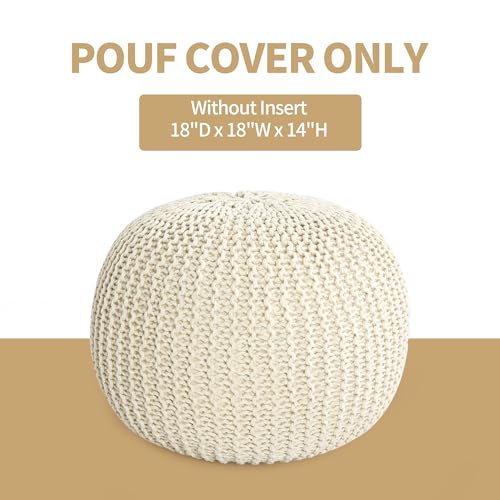 Navy Blue 100% Cotton Handmade Knitted Ottoman Pouf Cover A1058
