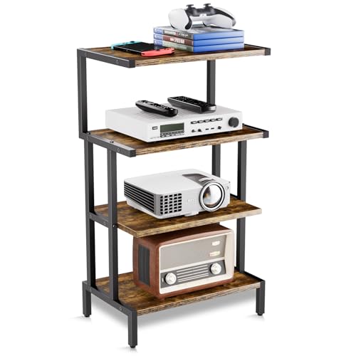 4-Tier Game Console Stand with Storage Shelves J8442
