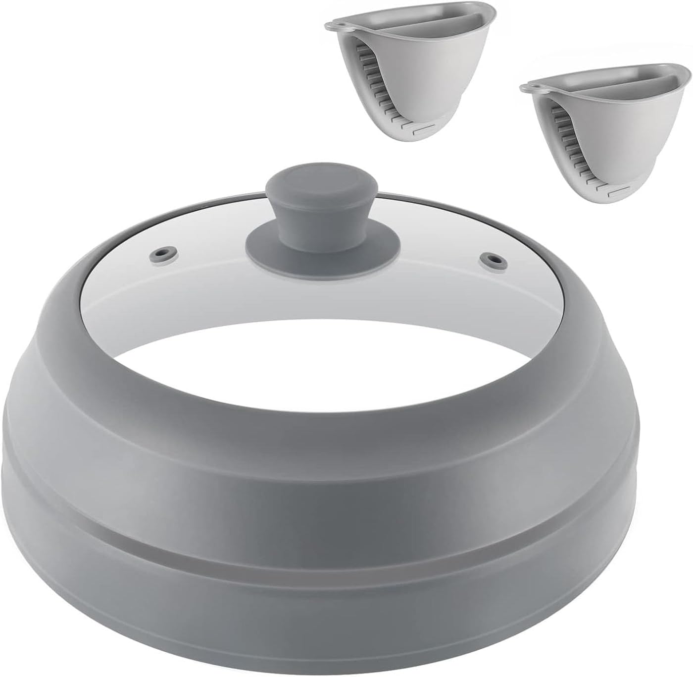 10.5 inch Microwave Plate Cover with Collapsible Silicone and Glass C12281