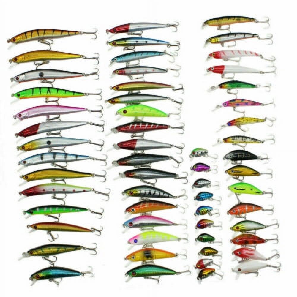 56 Pcs Mixed Minnow Fishing Lures Bass Baits Crankbaits Tackle Q552