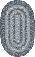 3' x 5' Oval Grey & Blue Handmade Reversible Cotton Area Rug L450894