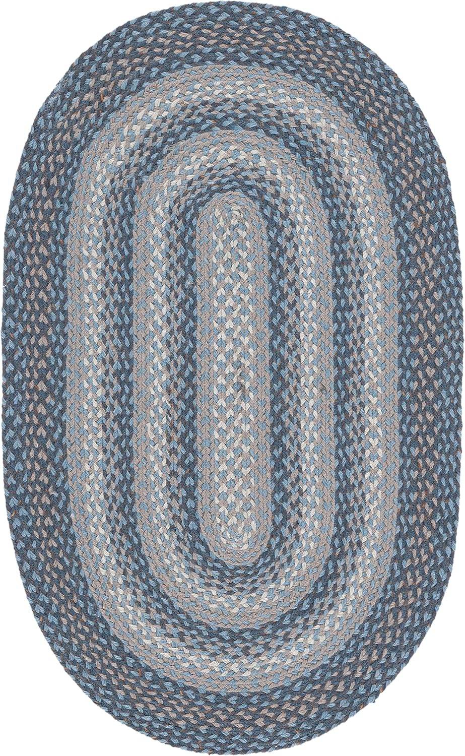 3' x 5' Oval Grey & Blue Handmade Reversible Cotton Area Rug L450894