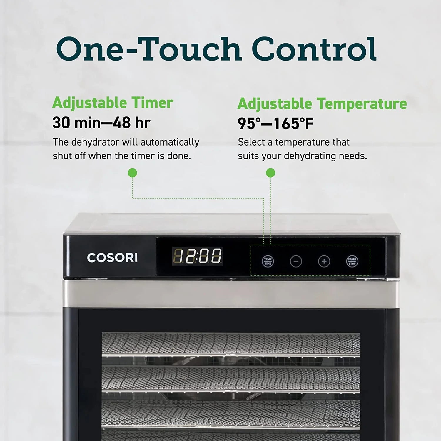 6 Stainless Steel Trays Food Dehydrator with Digital Timer and Temperature Control I511