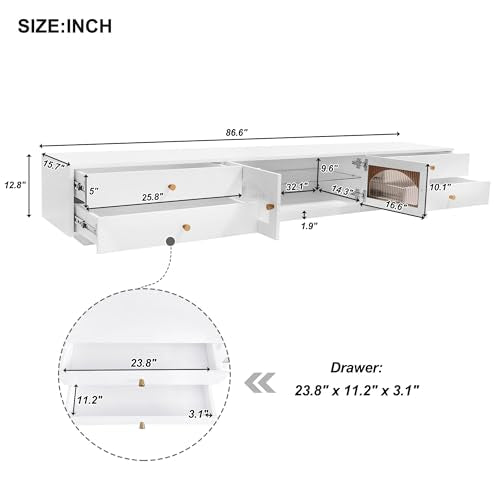 Black TV Stand with Open Storage Shelf and Drawers X5043