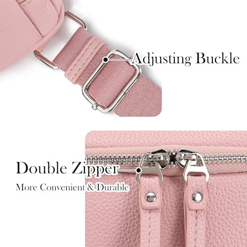 White Brown Vegan Leather Fanny Pack Crossbody Bag E3352