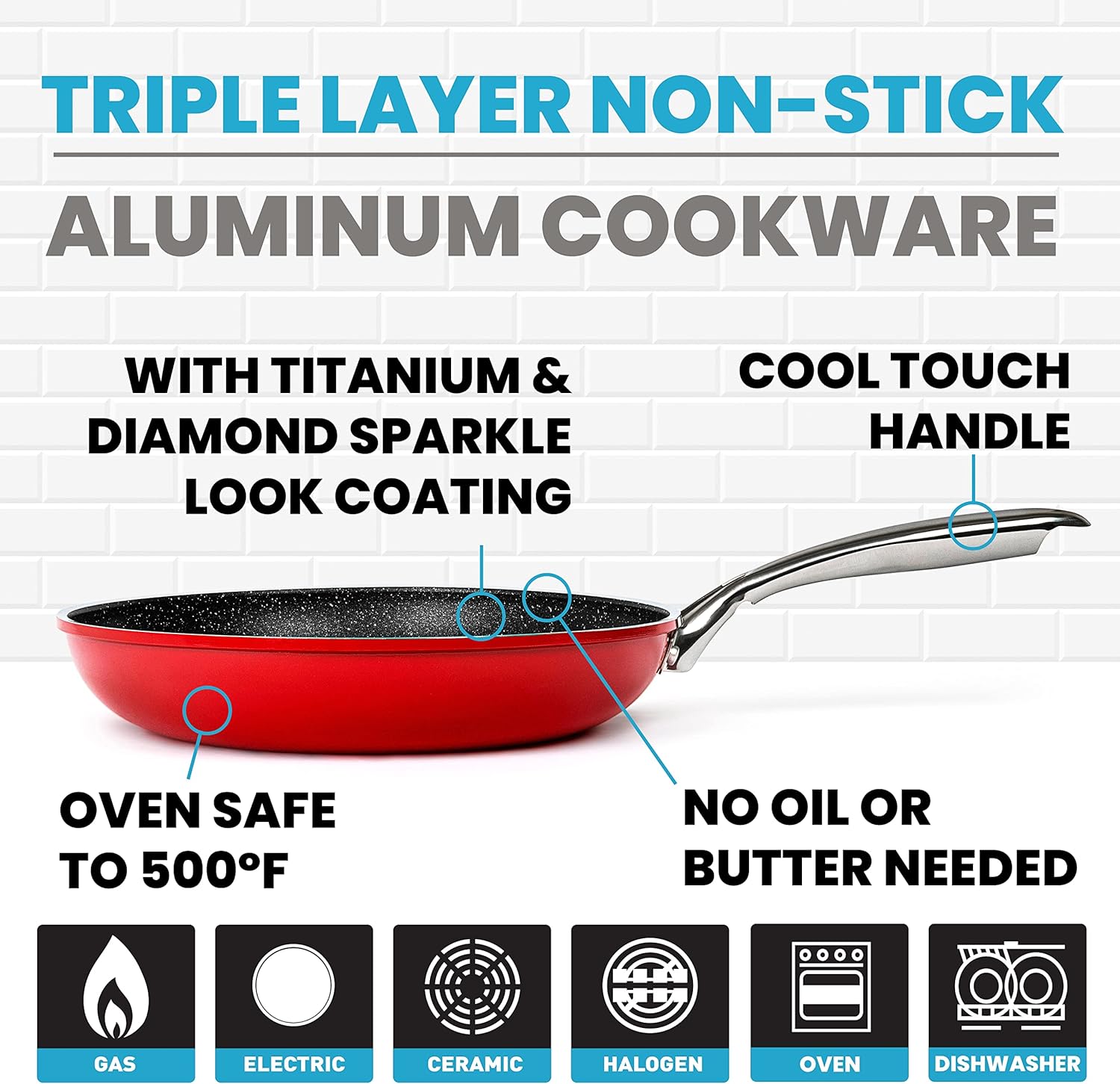 10pc Nonstick Granite Stone Cookware Set C133